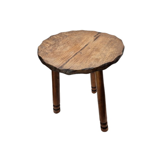 Image 1 of Französischer Dreibeinhocker aus Eiche, 50er/60er Jahre