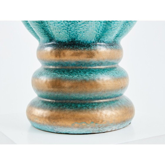 Image 1 of Grün-blaue Vase aus Keramik von Gabriele Bicchioni, Italien 1930