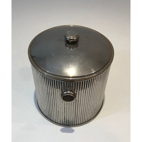 Image 1 of Französischer Eiskübel aus silbernem Metall und Kunststoff, Frankreich 1970