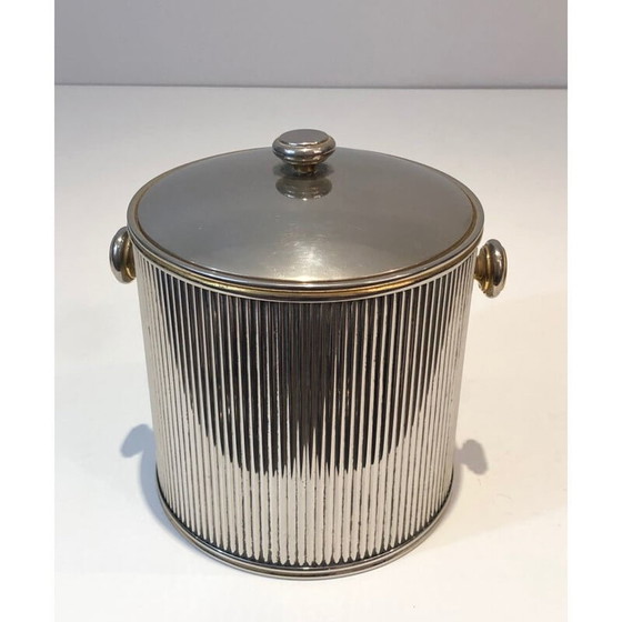 Image 1 of Französischer Eiskübel aus silbernem Metall und Kunststoff, Frankreich 1970