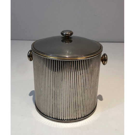 Image 1 of Französischer Eiskübel aus silbernem Metall und Kunststoff, Frankreich 1970