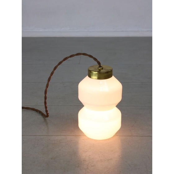 Image 1 of Nachttischlampe aus Messing und Opalin