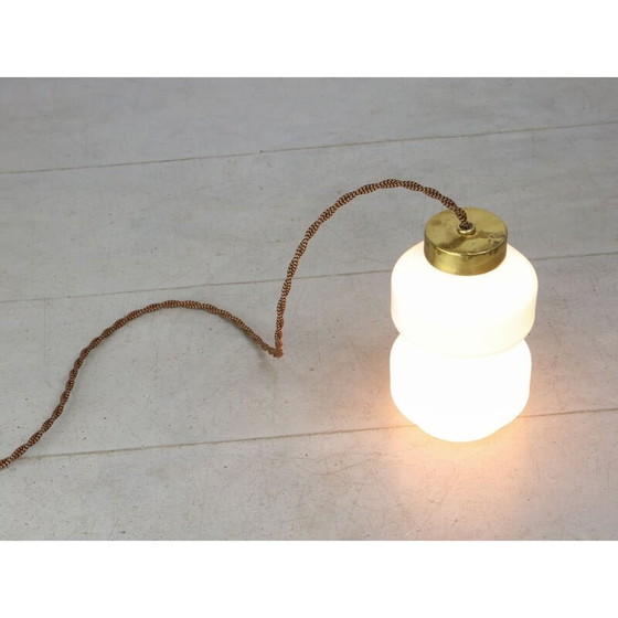 Image 1 of Nachttischlampe aus Messing und Opalin