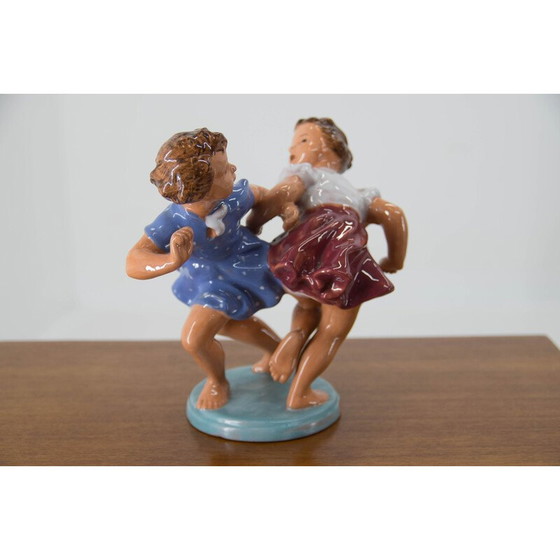 Image 1 of Vintage Keramik-Skulptur von zwei Kindern, Tschechoslowakei 1940er Jahre