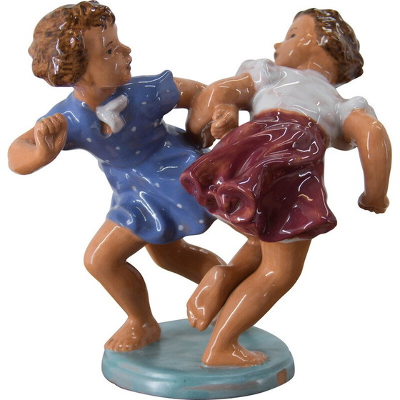 Image 1 of Vintage Keramik-Skulptur von zwei Kindern, Tschechoslowakei 1940er Jahre