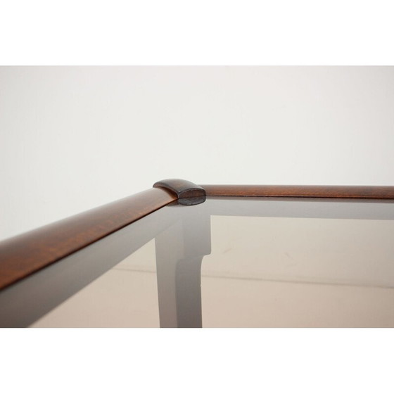 Image 1 of Vintage Couchtisch aus Holz und Glas von Drevotva, Tschechoslowakei 1970