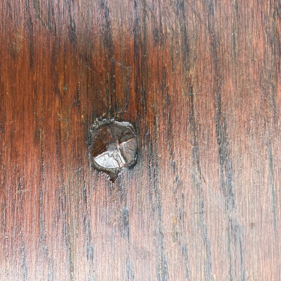 Image 1 of Mid-Century Spanisch Brutalist Neo Gothic Eiche Bank Beistelltisch oder Konsole