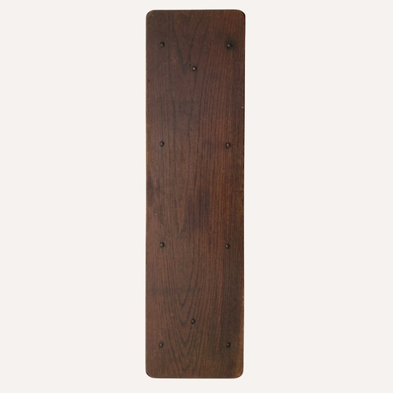 Image 1 of Mid-Century Spanisch Brutalist Neo Gothic Eiche Bank Beistelltisch oder Konsole