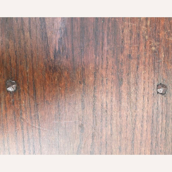 Image 1 of Mid-Century Spanisch Brutalist Neo Gothic Eiche Bank Beistelltisch oder Konsole