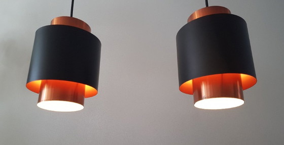 Image 1 of 2X TUNIKA PENDELLEUCHTEN VON JO HAMMERBORG FÜR FOG & MORUP, 1960