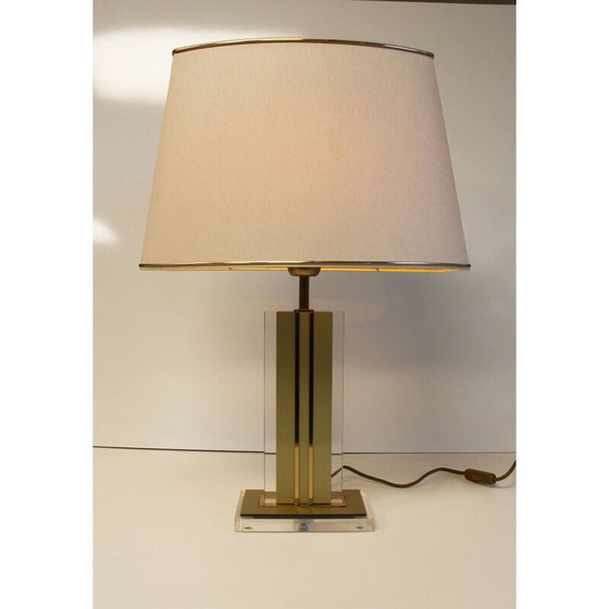 Image 1 of Vintage-Lampe aus Lucit und Messing von Belgochrom, 1970er Jahre