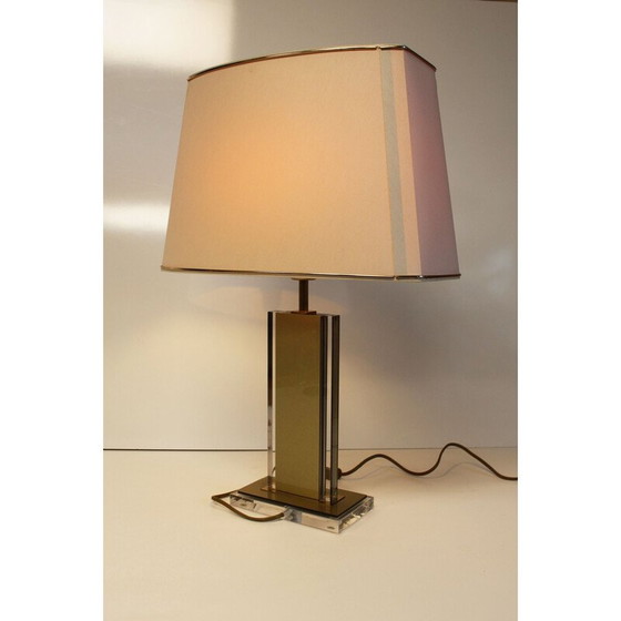 Image 1 of Vintage-Lampe aus Lucit und Messing von Belgochrom, 1970er Jahre