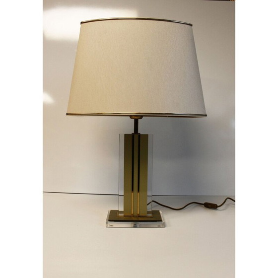 Image 1 of Vintage-Lampe aus Lucit und Messing von Belgochrom, 1970er Jahre