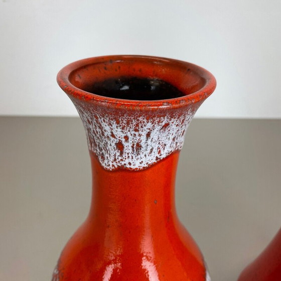 Image 1 of Paar Vintage mehrfarbige fette Lava Op Art Keramik Vase von Jasba Ceramics, Deutschland 1970er