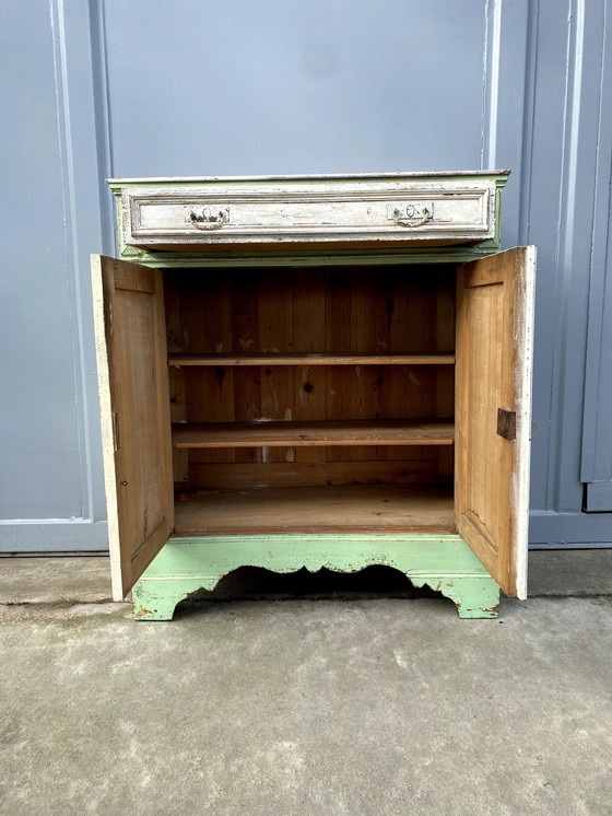Image 1 of Brocante Mädchenschrank Grün Weiß