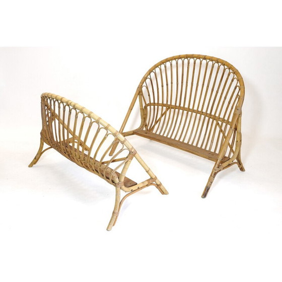 Image 1 of Vintage Rattan Bett, 1960-1970