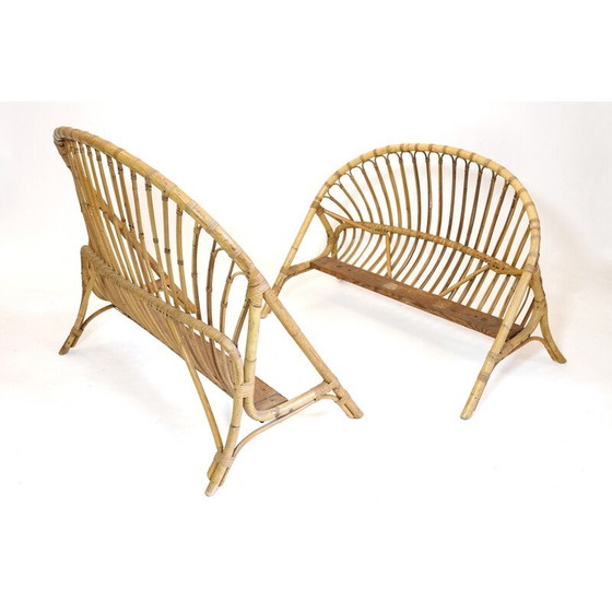 Image 1 of Vintage Rattan Bett, 1960-1970