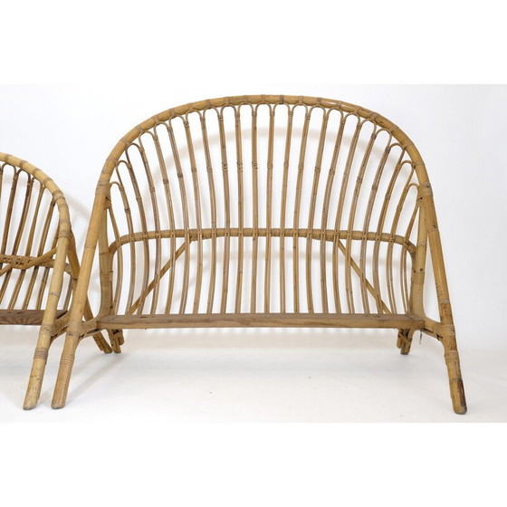 Image 1 of Vintage Rattan Bett, 1960-1970