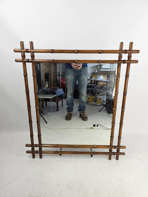 Großer Vintage-Spiegel aus Bambusimitat aus Italien