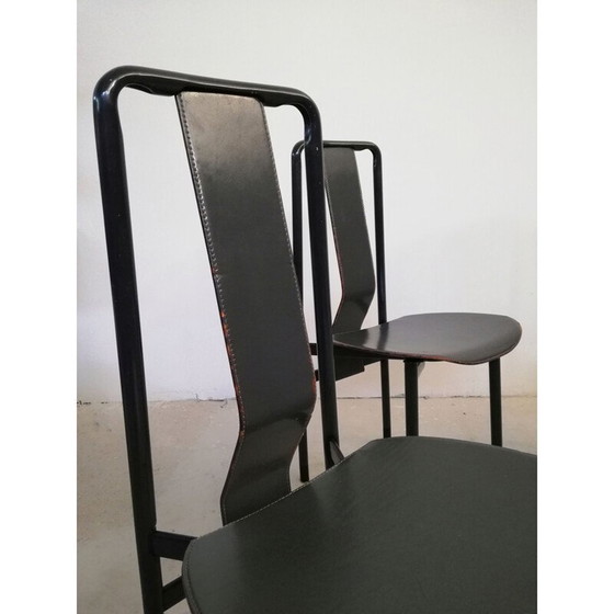 Image 1 of Satz von 4 italienischen Irma-Lederstühlen von Achille Castiglioni für Zanotta