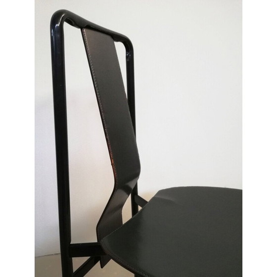 Image 1 of Satz von 4 italienischen Irma-Lederstühlen von Achille Castiglioni für Zanotta