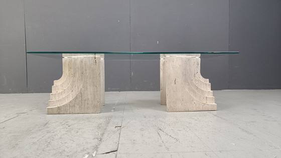 Image 1 of Vintage Couchtisch aus Travertin, 1970er Jahre