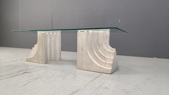 Image 1 of Vintage Couchtisch aus Travertin, 1970er Jahre