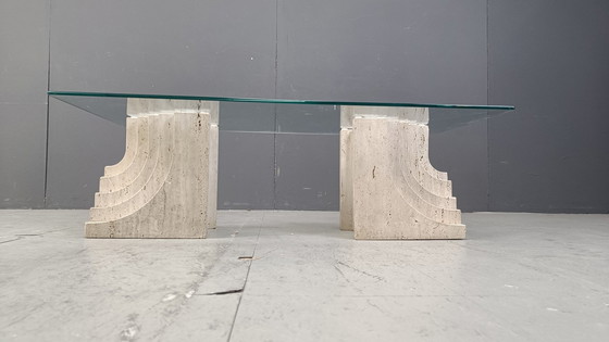 Image 1 of Vintage Couchtisch aus Travertin, 1970er Jahre