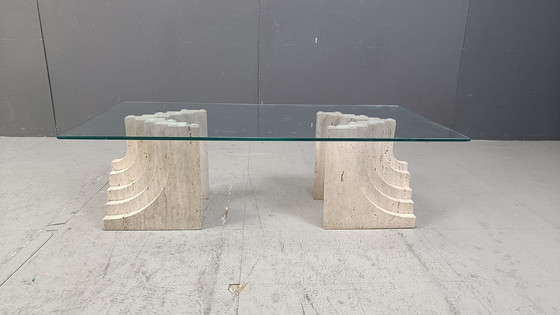 Image 1 of Vintage Couchtisch aus Travertin, 1970er Jahre