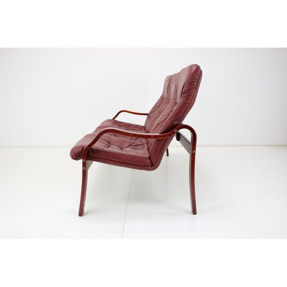 Image 1 of Vintage Dreisitzer-Ledersofa von Ton, Tschechoslowakei 1980