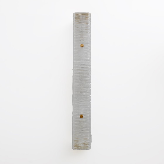 Image 1 of Paar von Art Decò Stil Messing und strukturiertem Muranoglas Wandleuchten