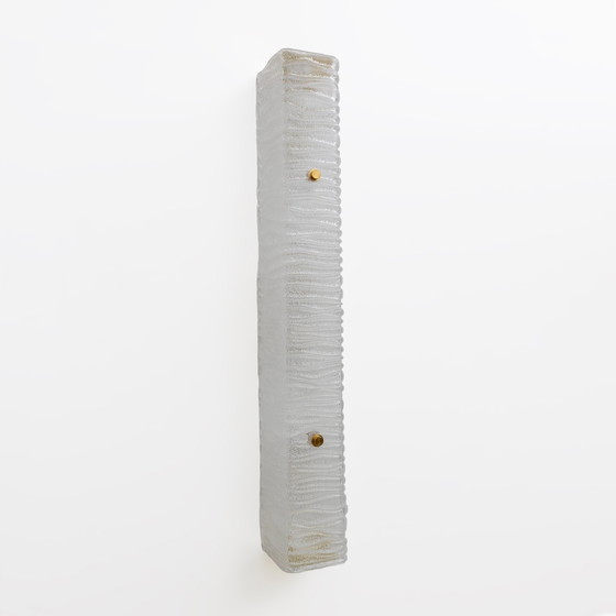 Image 1 of Paar von Art Decò Stil Messing und strukturiertem Muranoglas Wandleuchten