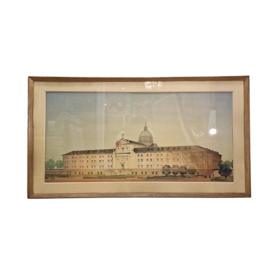 Image 1 of Vintage-Gemälde "Elevation des architektonischen Projekts" von Luis Cervera Vera, 1970