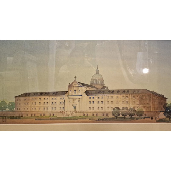 Image 1 of Vintage-Gemälde "Elevation des architektonischen Projekts" von Luis Cervera Vera, 1970