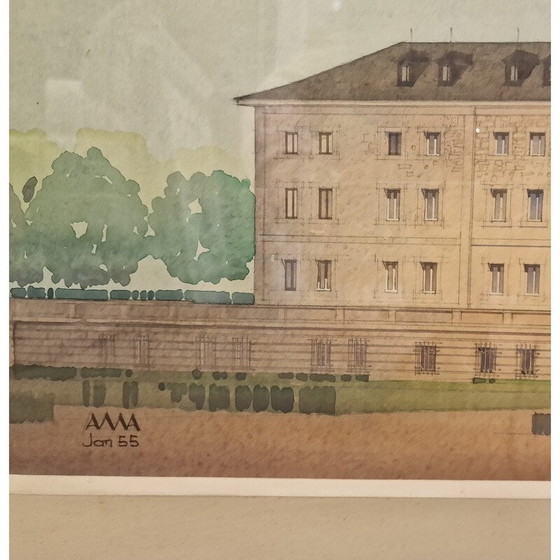Image 1 of Vintage-Gemälde "Elevation des architektonischen Projekts" von Luis Cervera Vera, 1970