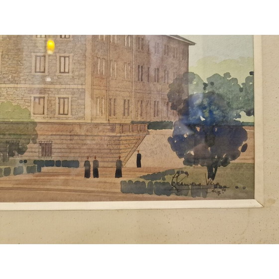 Image 1 of Vintage-Gemälde "Elevation des architektonischen Projekts" von Luis Cervera Vera, 1970
