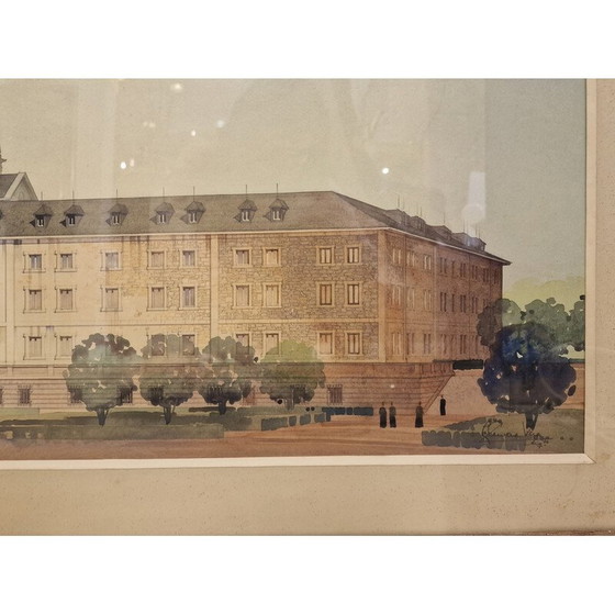 Image 1 of Vintage-Gemälde "Elevation des architektonischen Projekts" von Luis Cervera Vera, 1970