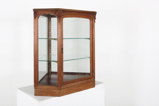 Image 1 of Antike französische Thekenvitrine aus Eiche, 1890er Jahre