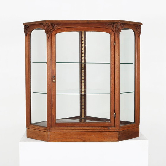 Image 1 of Antike französische Thekenvitrine aus Eiche, 1890er Jahre