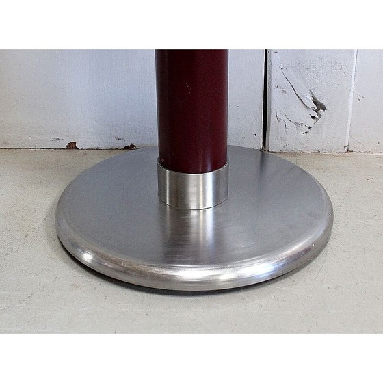 Image 1 of Runder Sockeltisch aus gebürstetem Edelstahl, 1920-1930er Jahre