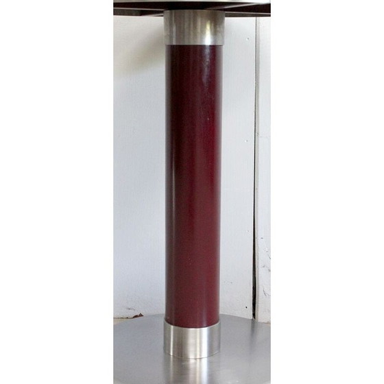 Image 1 of Runder Sockeltisch aus gebürstetem Edelstahl, 1920-1930er Jahre