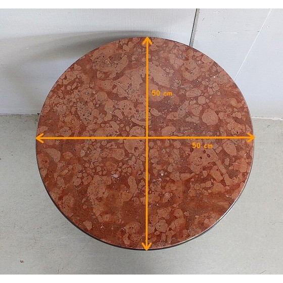 Image 1 of Runder Sockeltisch aus gebürstetem Edelstahl, 1920-1930er Jahre