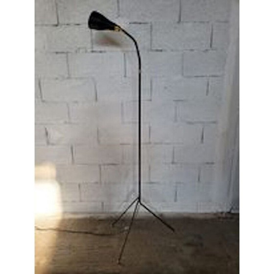 Image 1 of Vintage Diabolo Stehlampe aus schwarzem Metall, 1960