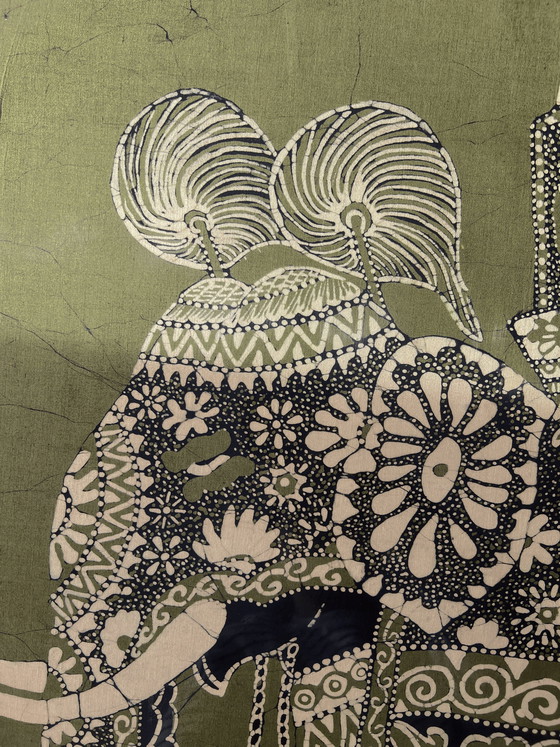 Image 1 of Vintage Xl Gerahmte Sri Lankan Batik Kunstwerk