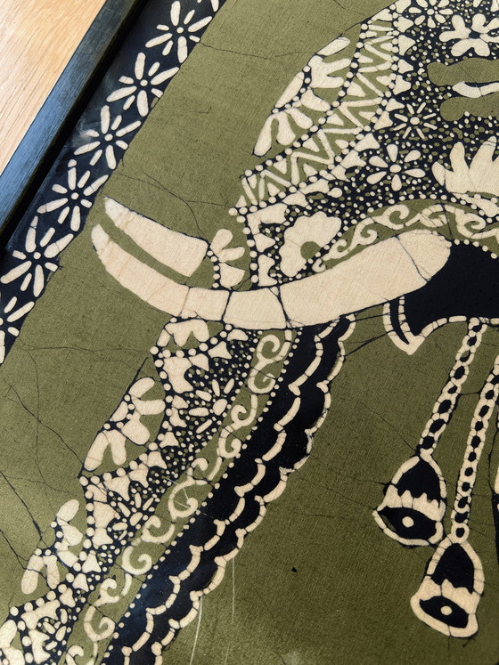 Image 1 of Vintage Xl Gerahmte Sri Lankan Batik Kunstwerk
