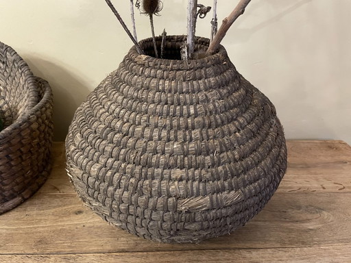 Antiker Stromand Roggenstrohkorb Periode 1900 Frankreich