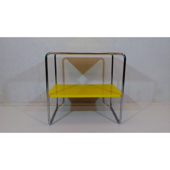 Image 1 of Vintage Couchtisch aus Stahl und gelbem Holz von Robert Slezák, Tschechoslowakei 1940