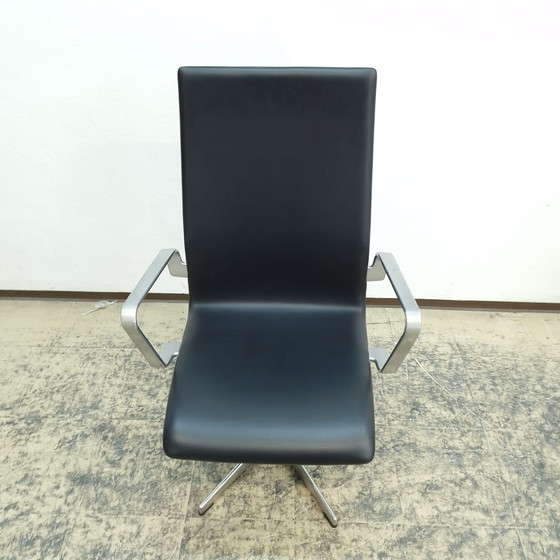 Image 1 of 3x Fritz Hansen Oxford Chair Designersessel Echtlederstuhl Arne Jacobsen