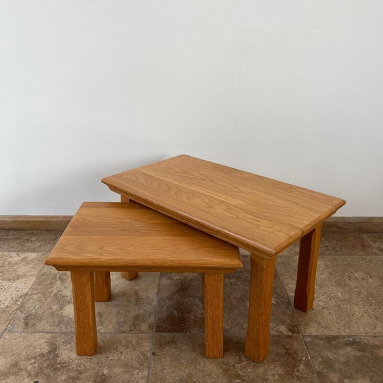 Image 1 of Mid Century Eichenholz Nisttische, Holland 1970s