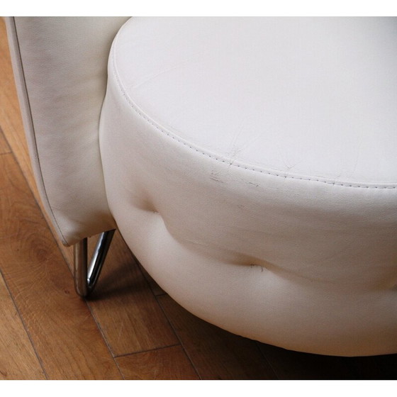 Image 1 of Paar Vintage Maybe Sessel aus verchromtem Metall und weißem Kunstleder für Cotta